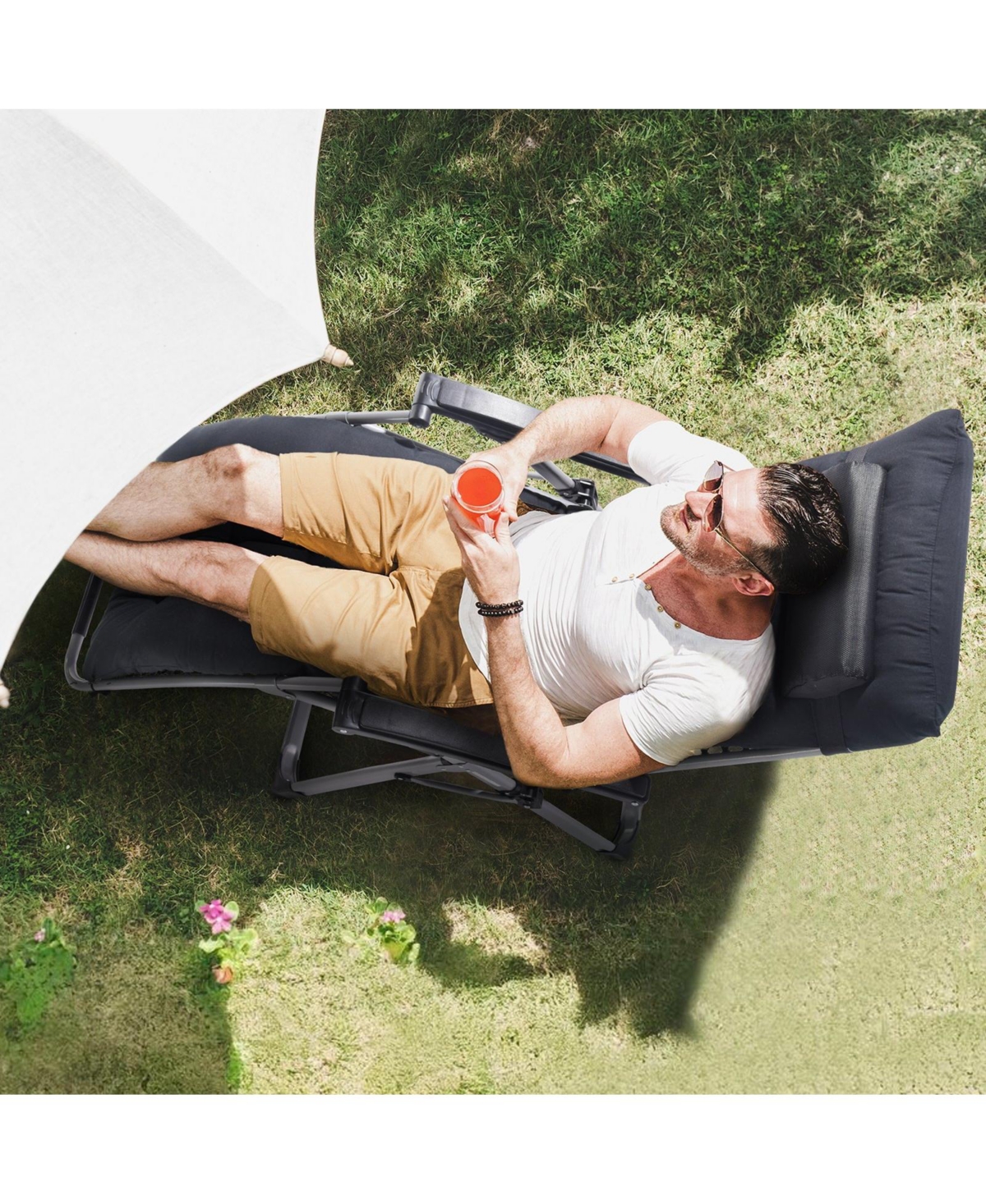 Slickblue 26in Zero Gravity Lounge Chair with Headrest Footrest and Cup Holder