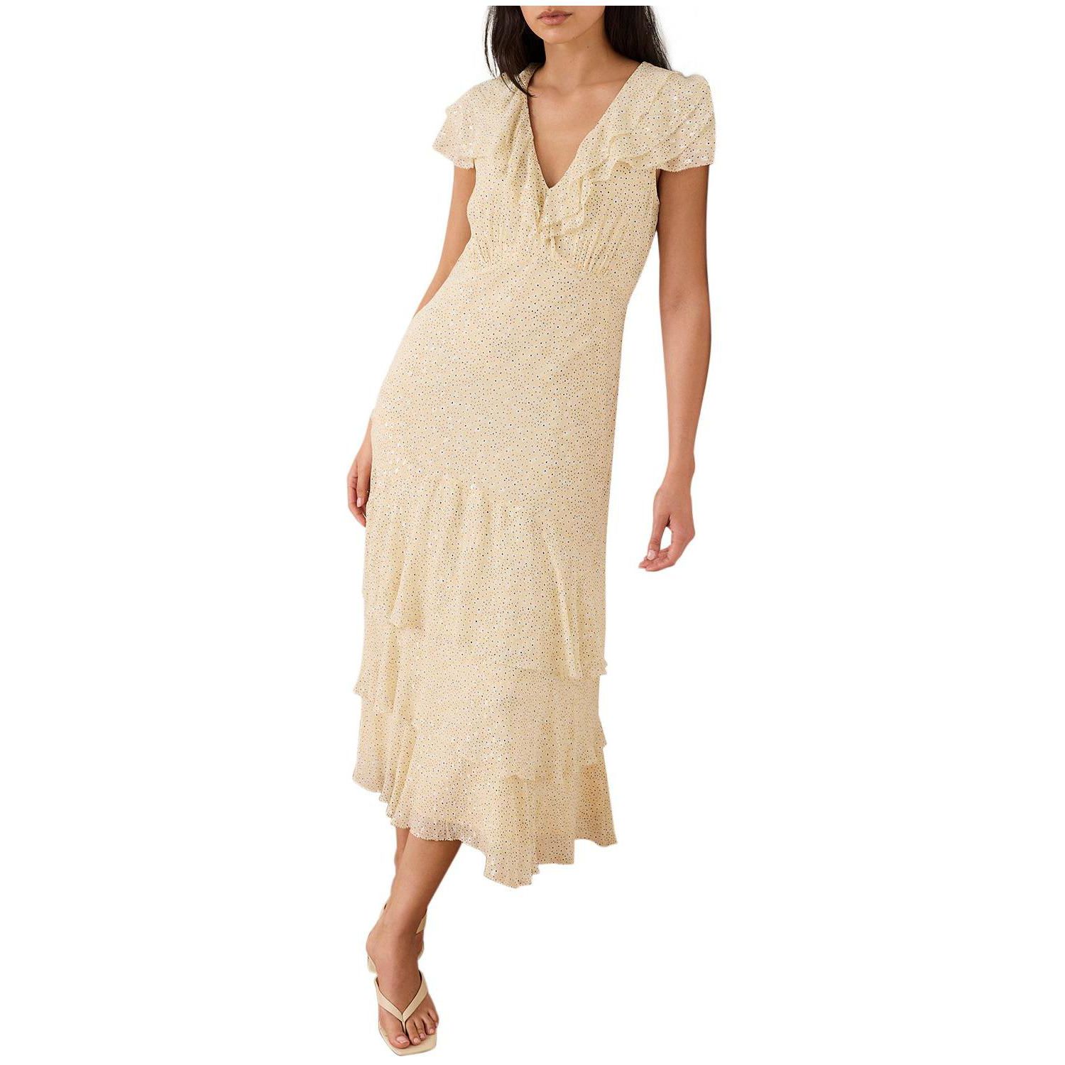 Women's Tiered Ruffle V-Neck Midi Dress