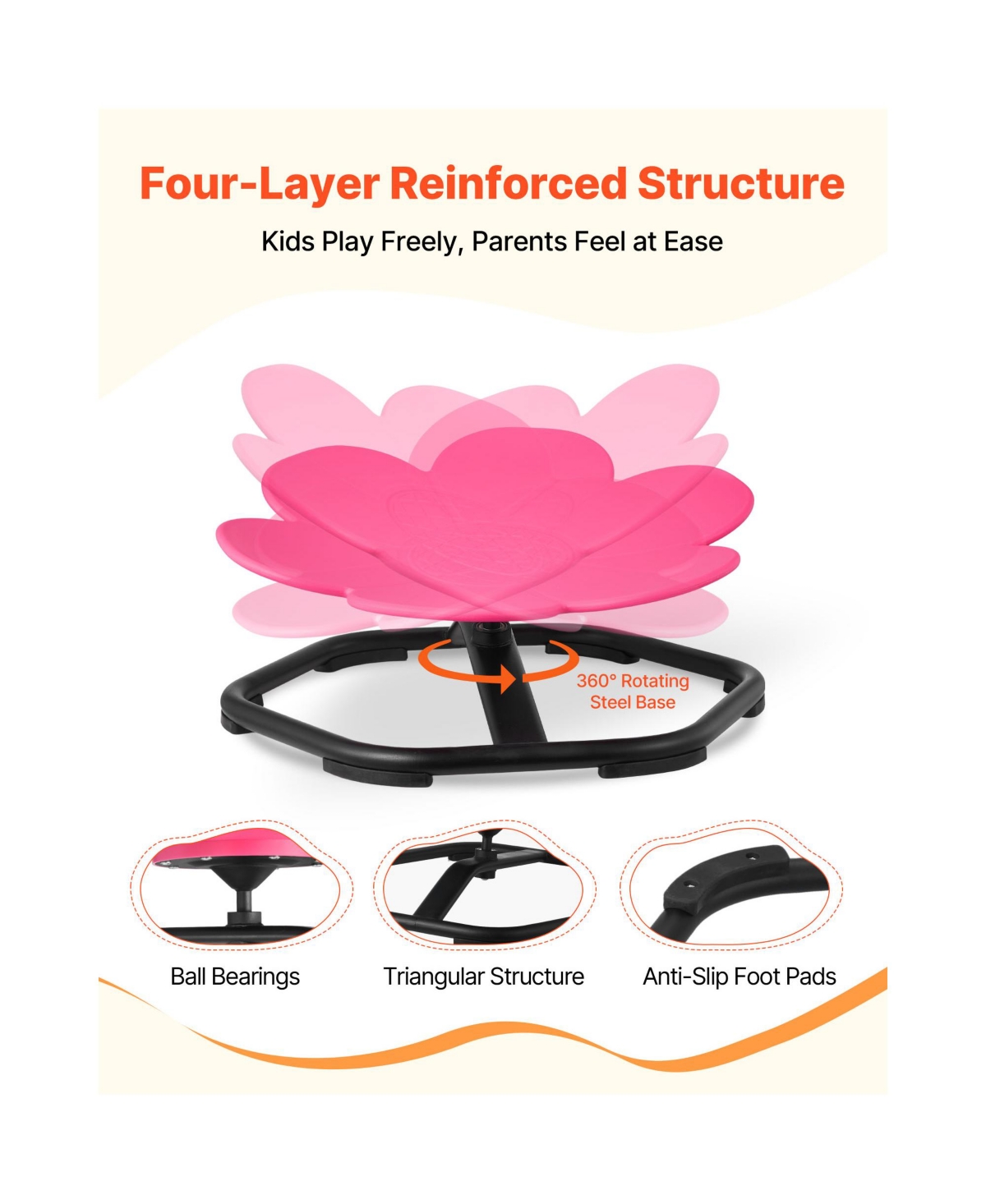 Sugift Flower Shape Sensory Spinning Balance Chair, Ages 3-12