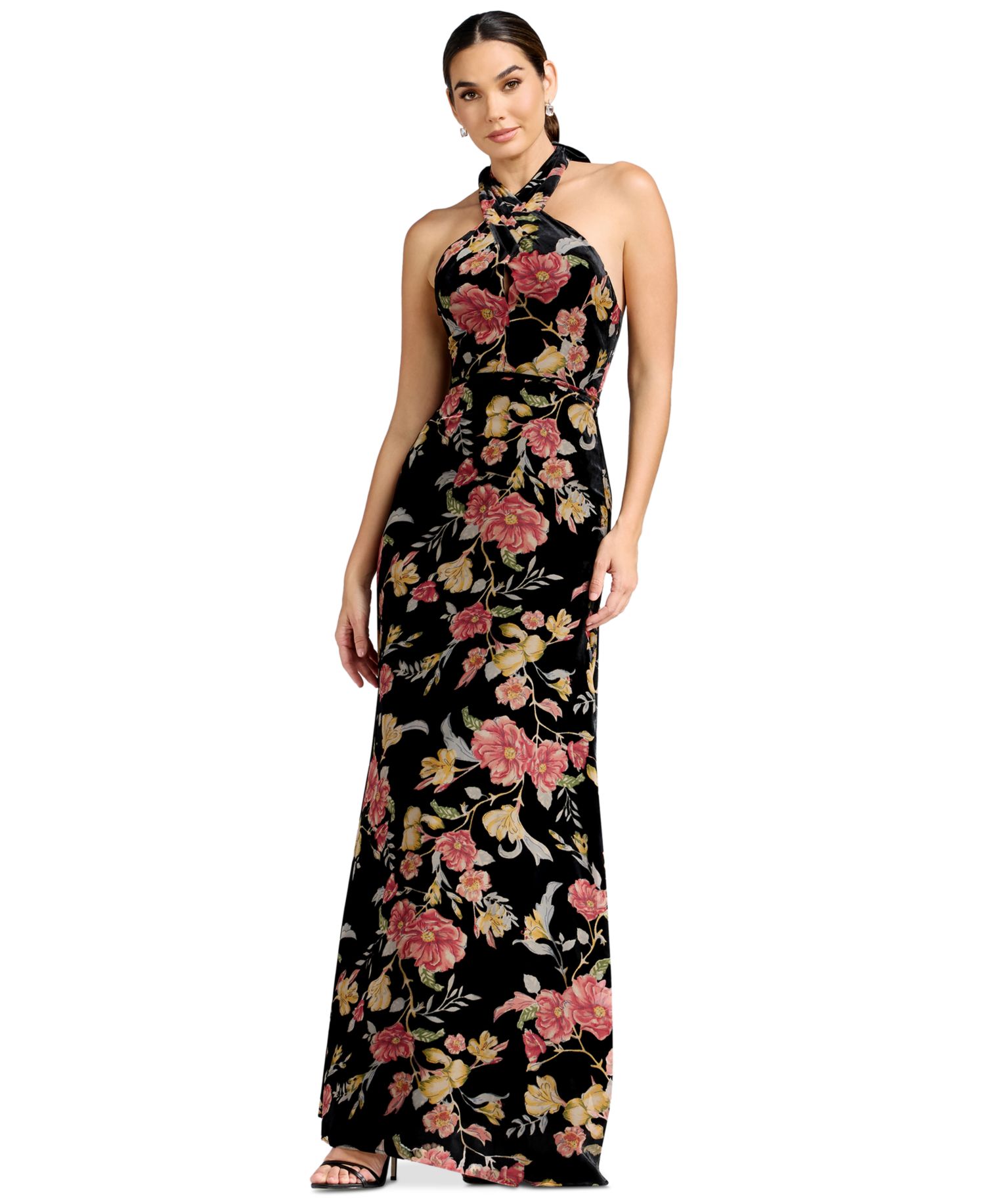 Women's Halter Column Floral Dress