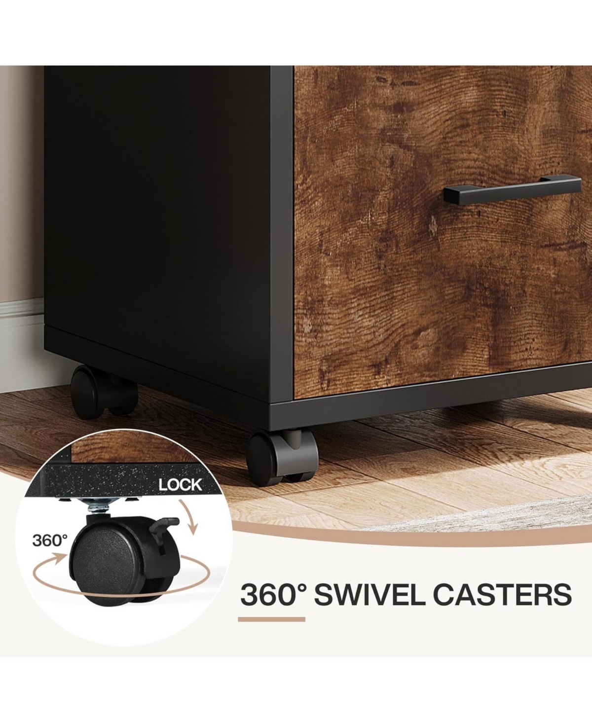 Tribesigns 3-Drawer Mobile File Cabinet with Casters