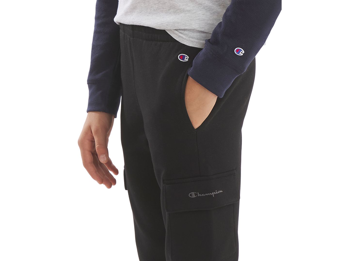 Брюки Champion Elastic-Hem Cargo Pants для мальчиков, цвет: Чёрный оникс — фото 3