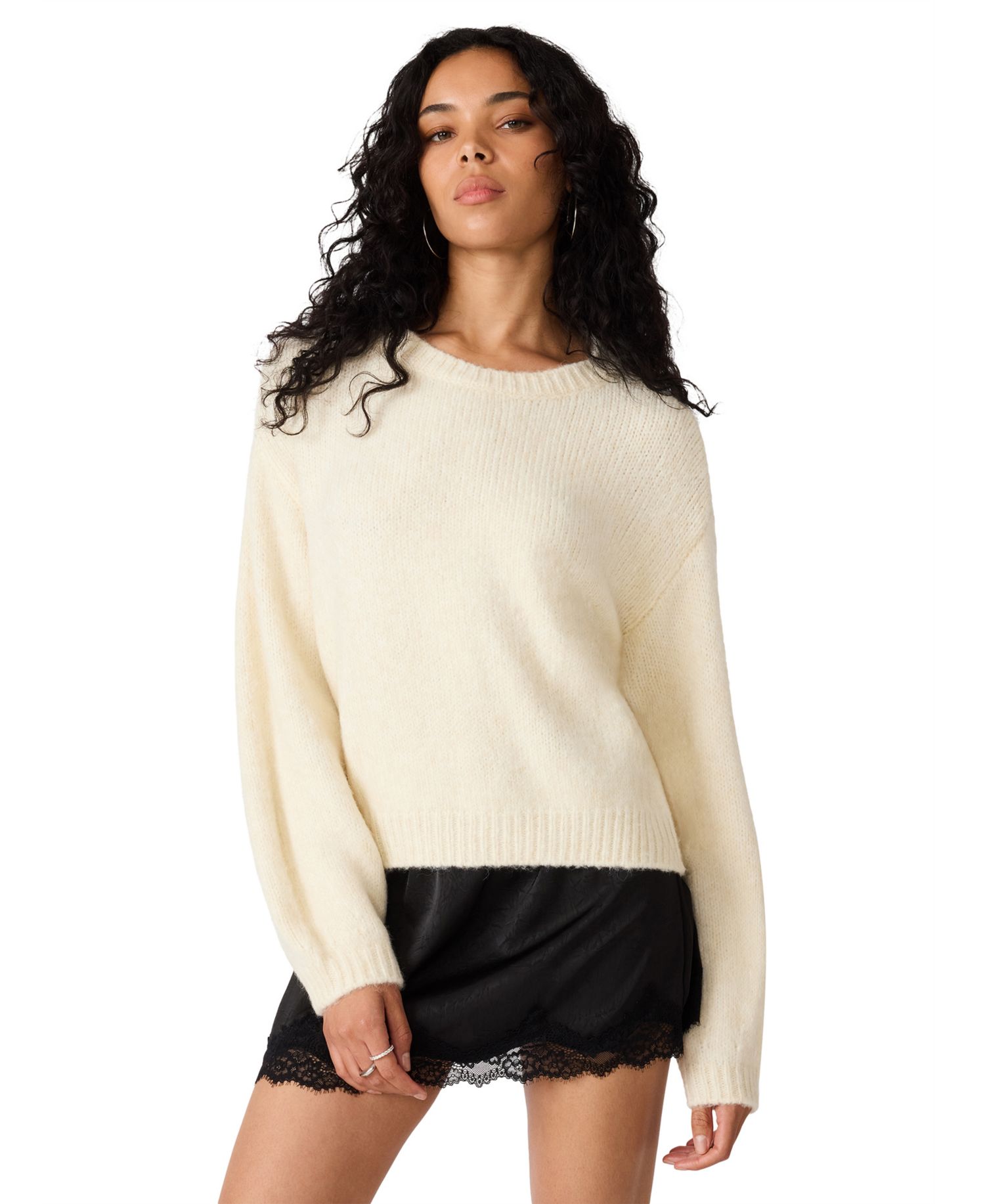 Women's Carmen Crewneck Fuzzy-Knit Sweater