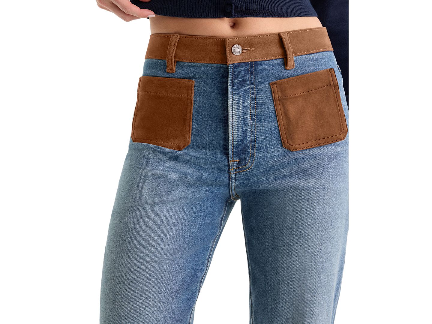 Женские джинсы Good American Petite True Straight High-Waisted Straight-Leg, цвет: Crest — фото 4