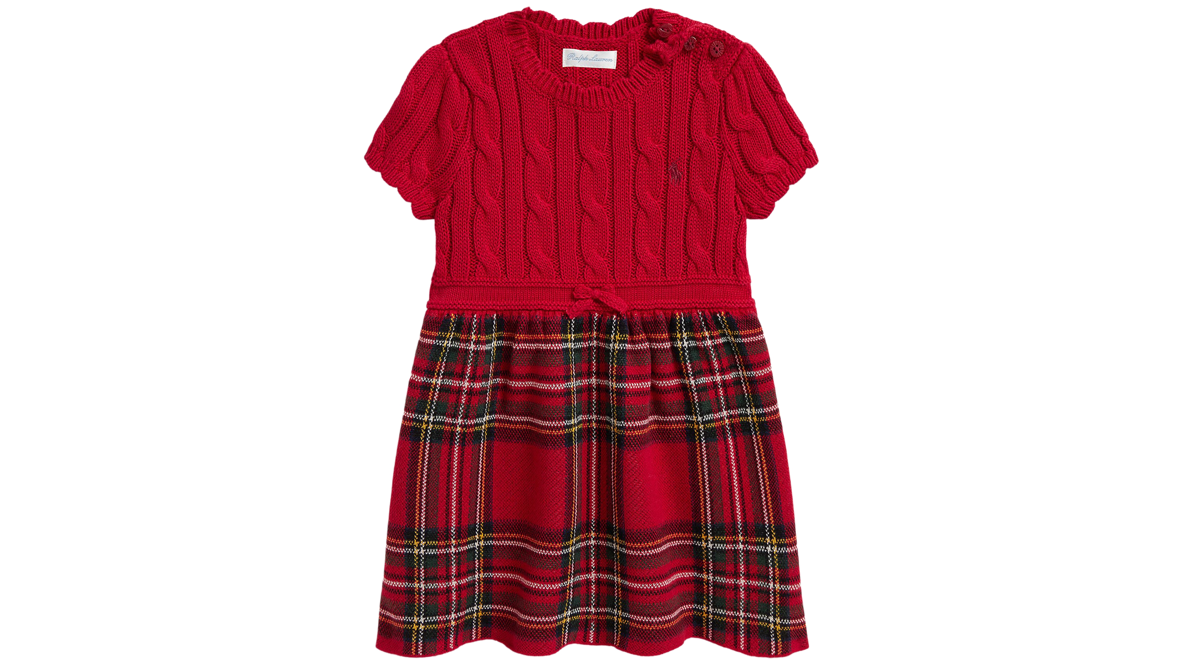 Polo Ralph Lauren Baby Girls' Plaid-Skirt Cable Sweater Dress