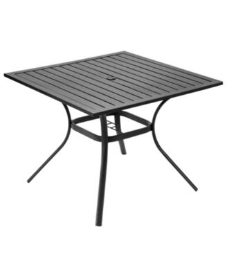 37in Metal Patio Bistro Table with Umbrella Hole for Garden and Porch
