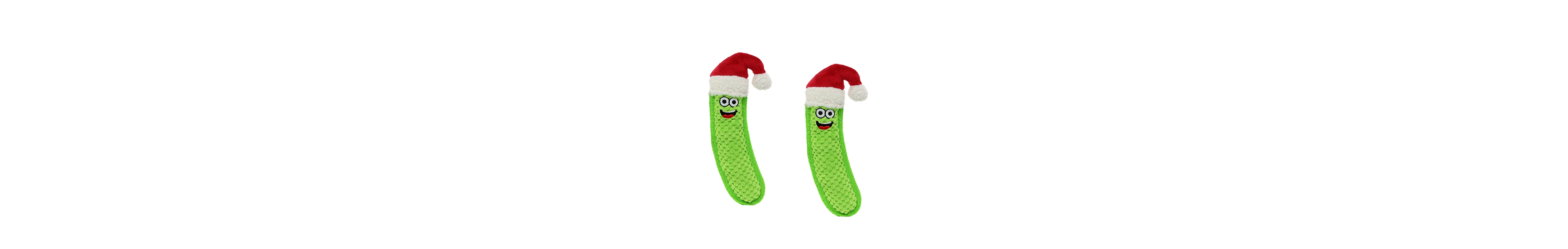 Tuffy Funny Food Holiday Pickle with Santa Hat 2 Pack, Durable Plush Squeaky Dog Toy