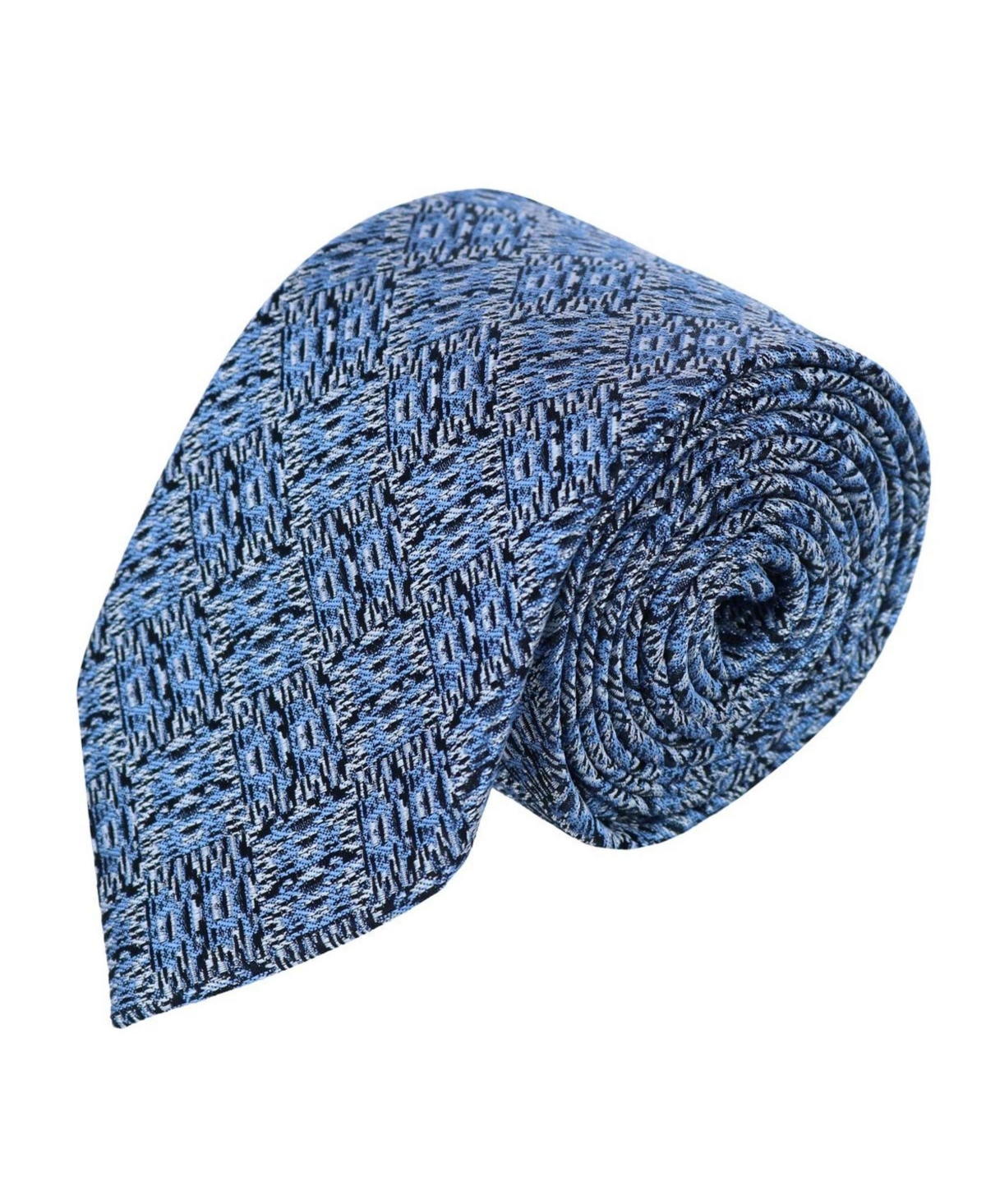 Trafalgar Men's Benito's Blue Basketweave Silk Necktie and Pocket Square Bundle