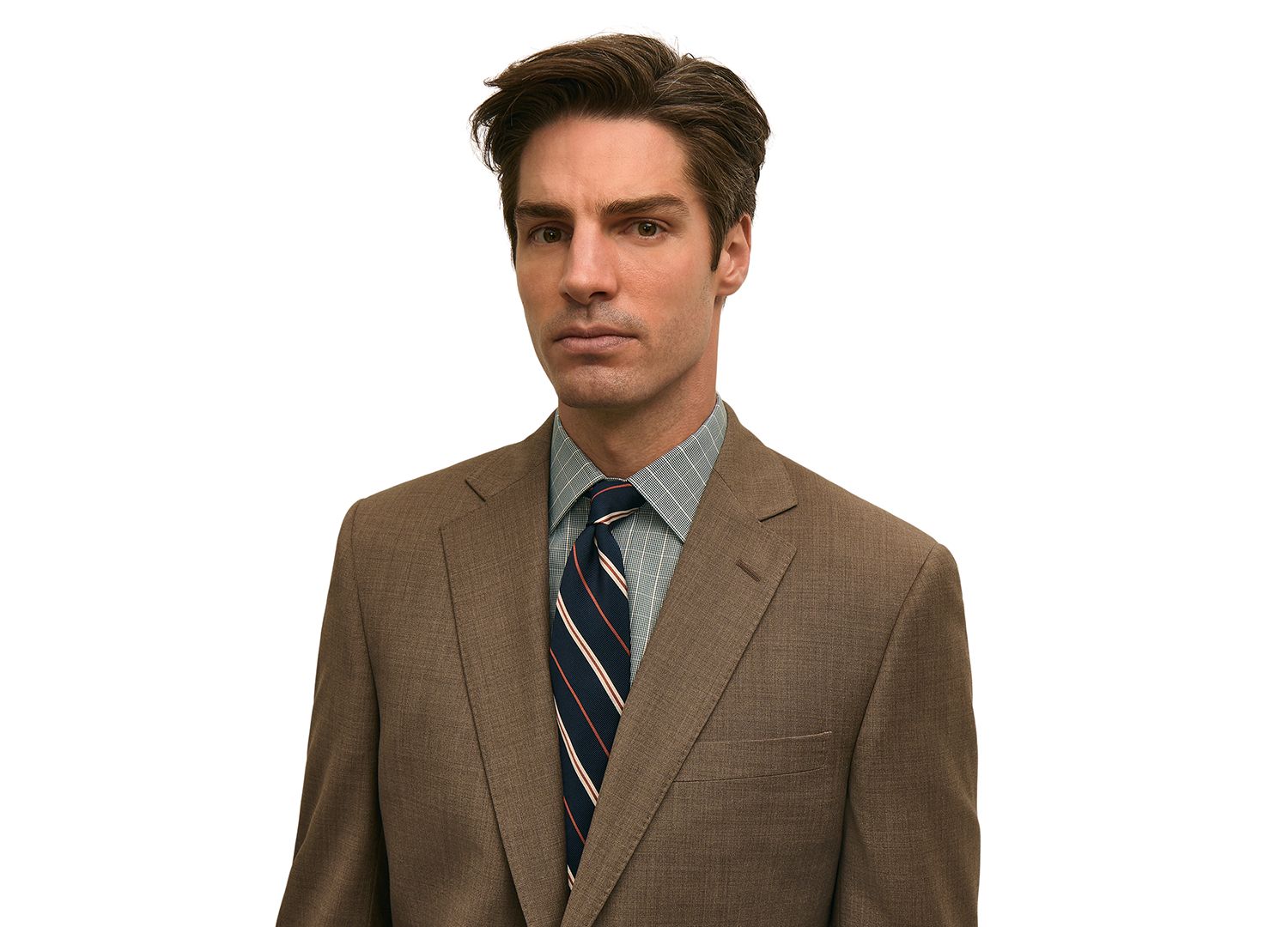 Мужской костюм из смесовой шерсти классического кроя от Brooks Brothers с отделяющим пиджаком