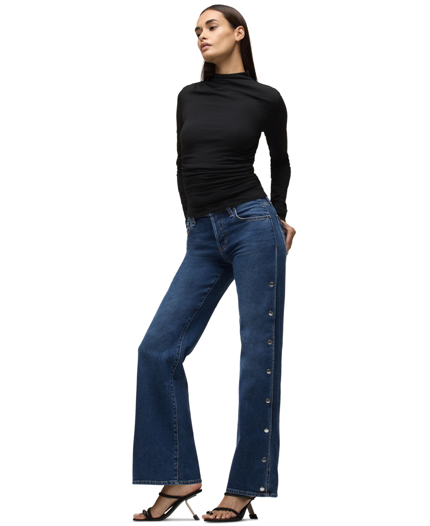Women's Rosie High-Waisted Side-Snap Wide-Leg Jeans