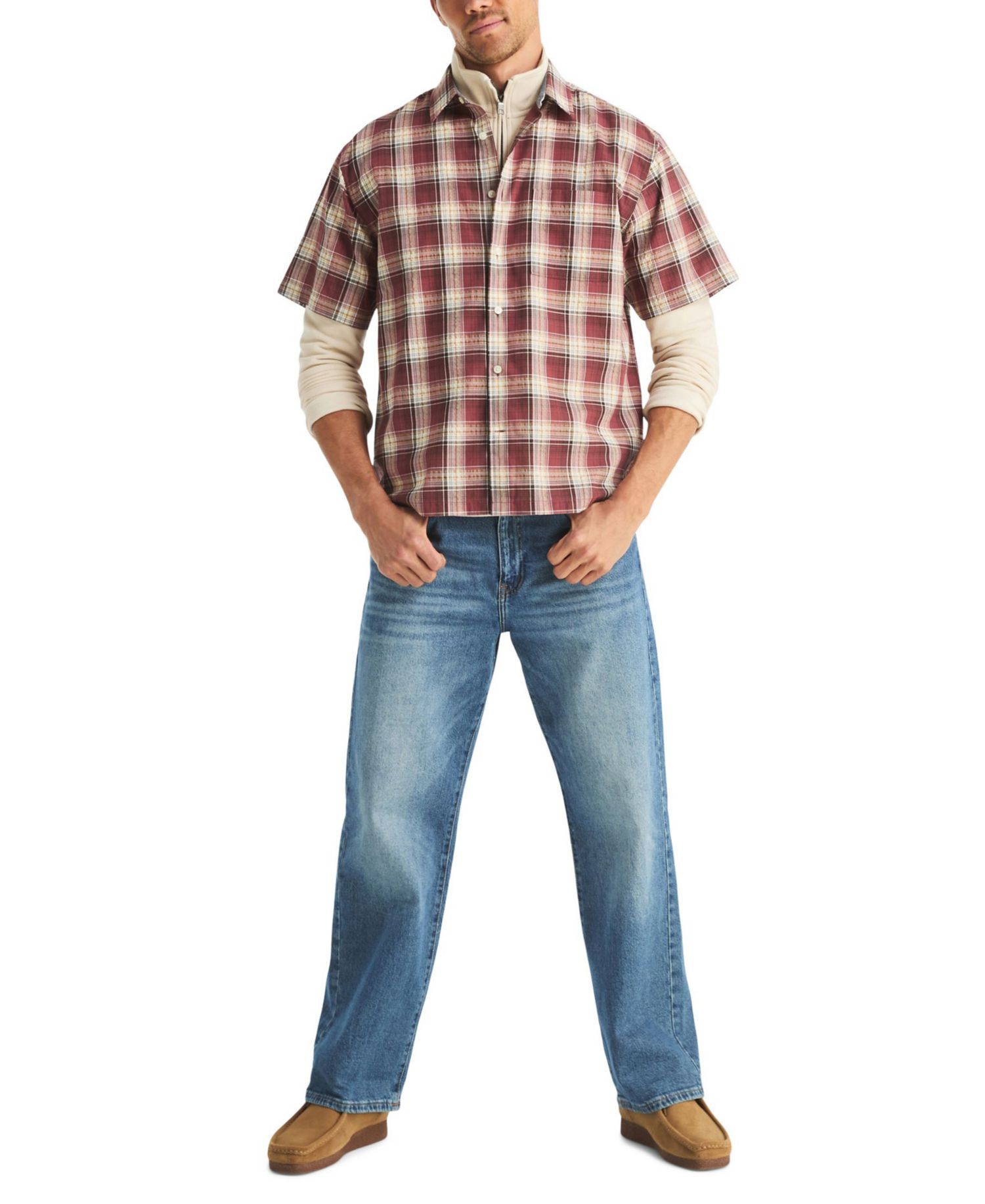 Men's Cotton Plaid Short-Sleeve Shirt