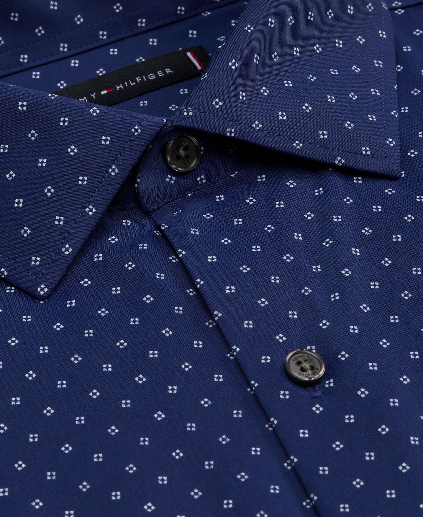 Мужская рубашка Tommy Hilfiger Performance Stretch Spread Collar Dress Shirt, цвет: Тёмный тёмно-синий — фото 2