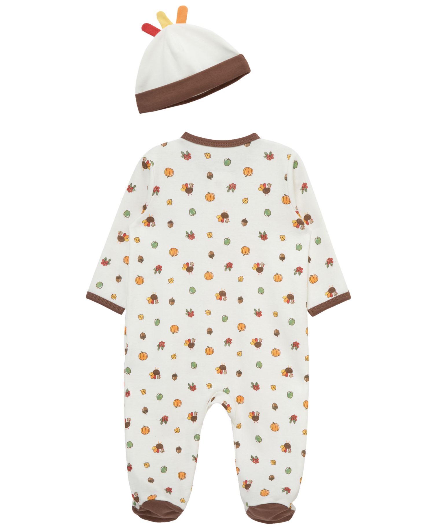 Baby Boys' and Girls' Turkey Footie Coverall with Matching Hat