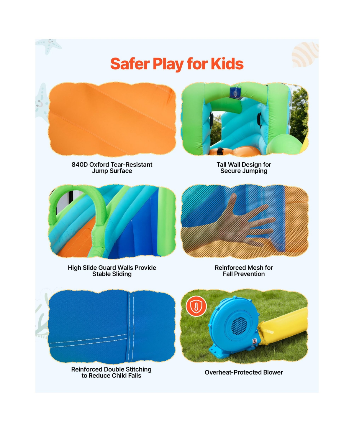 Sevorley Inflatable Water Slide Bounce House with Splash Pool and Basketball Hoop