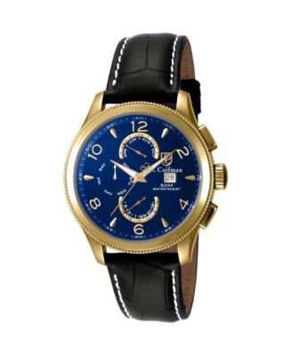 S.Coifman Men's Heritage Chronograph Dial Leather Strap Watch