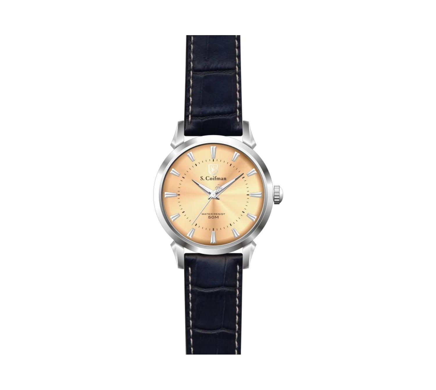 S.Coifman Men's Heritage Quartz Dial Leather Strap Watch