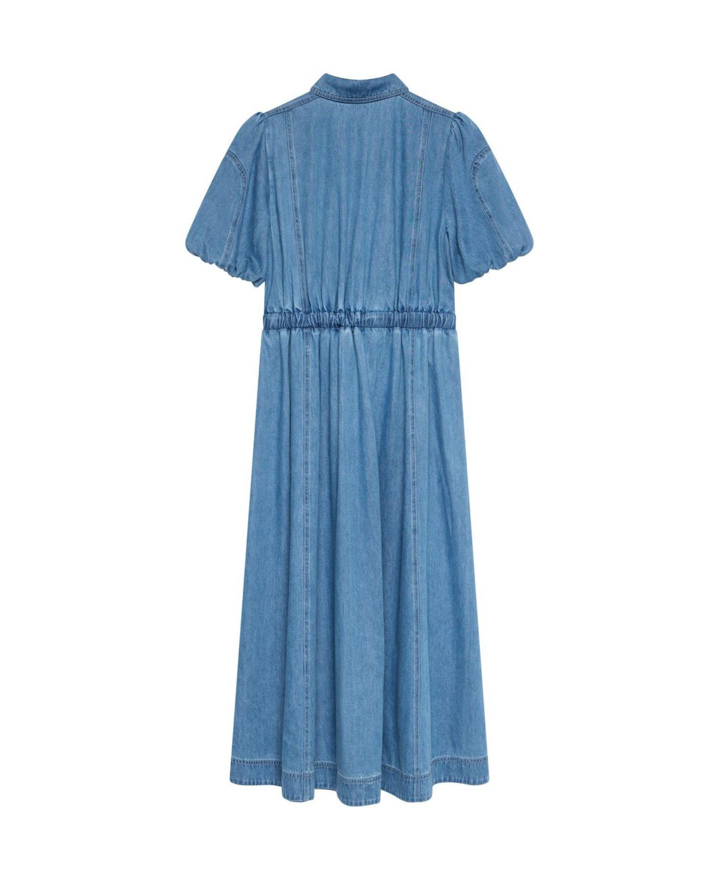 Женское платье Mint Velvet Twist Puff-Shoulder Cotton-Blend Denim Midi, цвет: Синий — фото 7