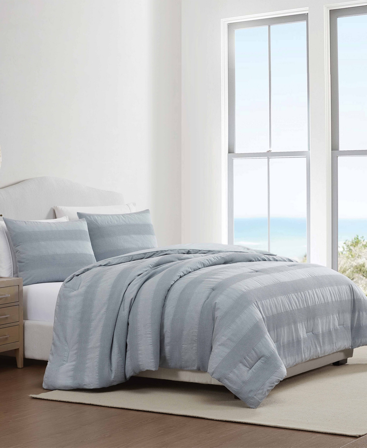 Palm Aire Harbor Waffle Stripe 3-Piece Comforter Set
