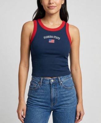 Women's Navy/Red Florida State Seminoles Americana Wordmark Ribbed Tank Top