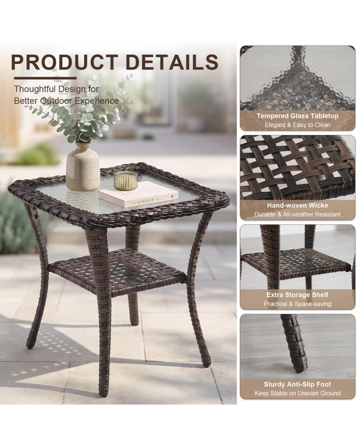 Bellefurn 7-Piece Outdoor Wicker Fire Pit Conversation Set for Cozy Stargazing Nights with Glider Loveseat, Swivel Rocking Chairs and Ottomans