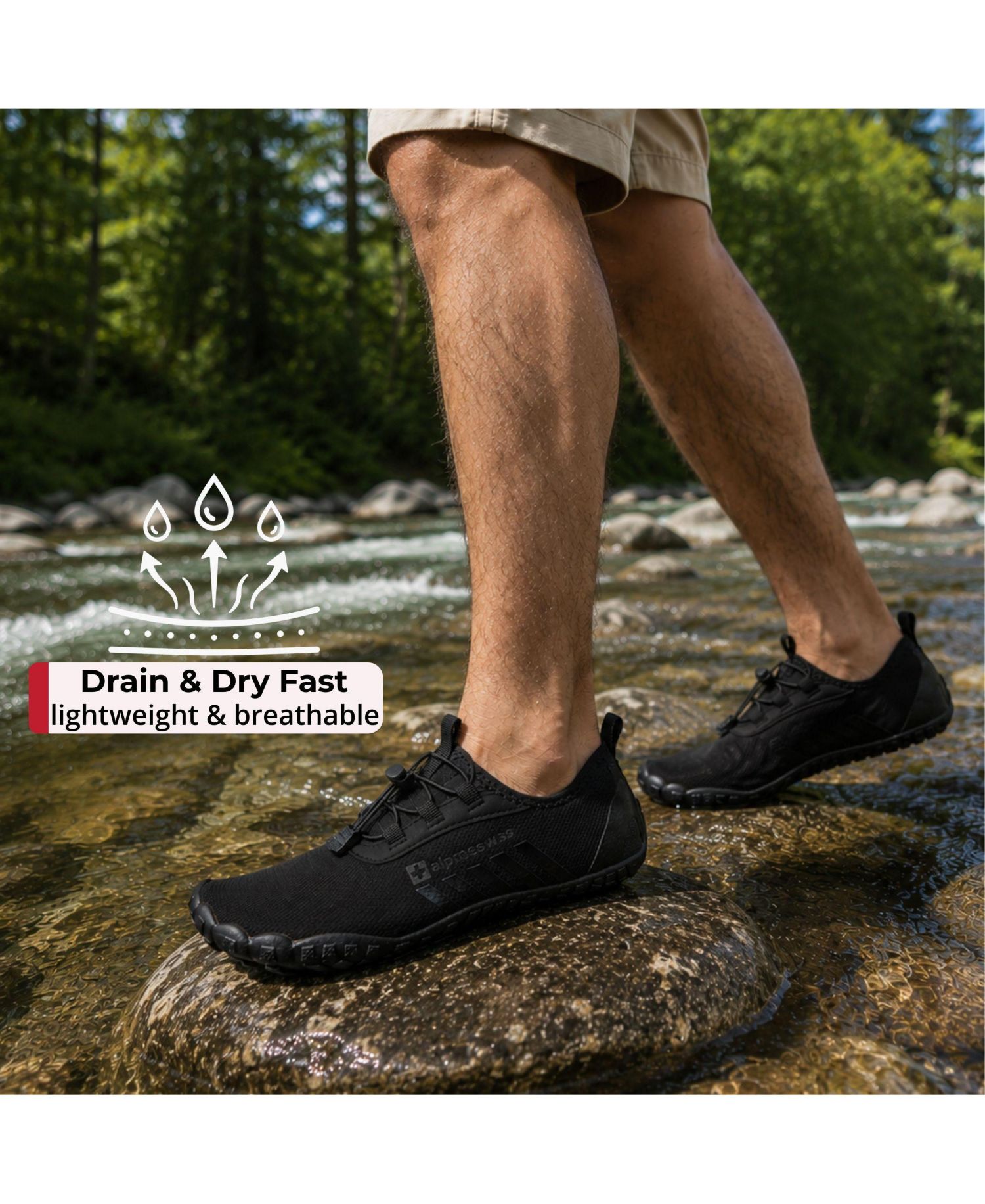 Odin Men’s Quick-Dry Water Shoes Lightweight Non-Slip Beach Barefoot Sneakers