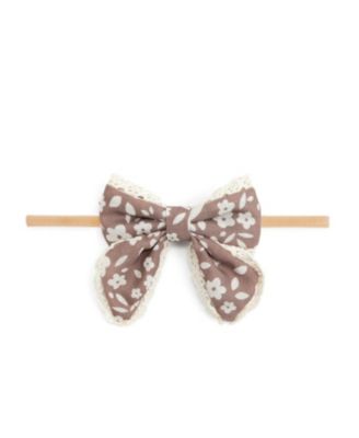 Baby Girls Mocha Floral Lace Bow Baby Headband