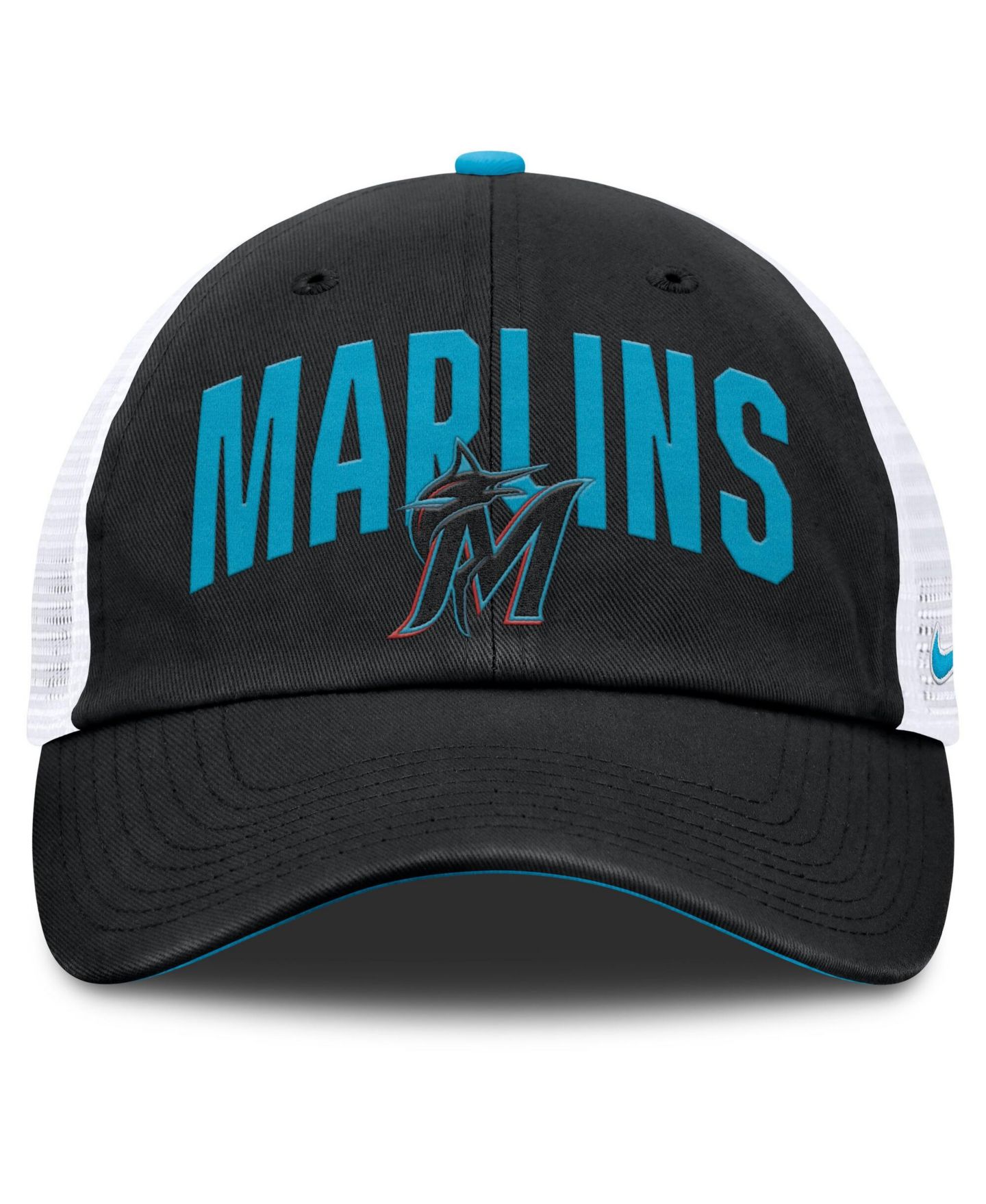 Мужская кепка Nike Black Miami Marlins Primetime Club Adjustable Trucker Hat — фото 2