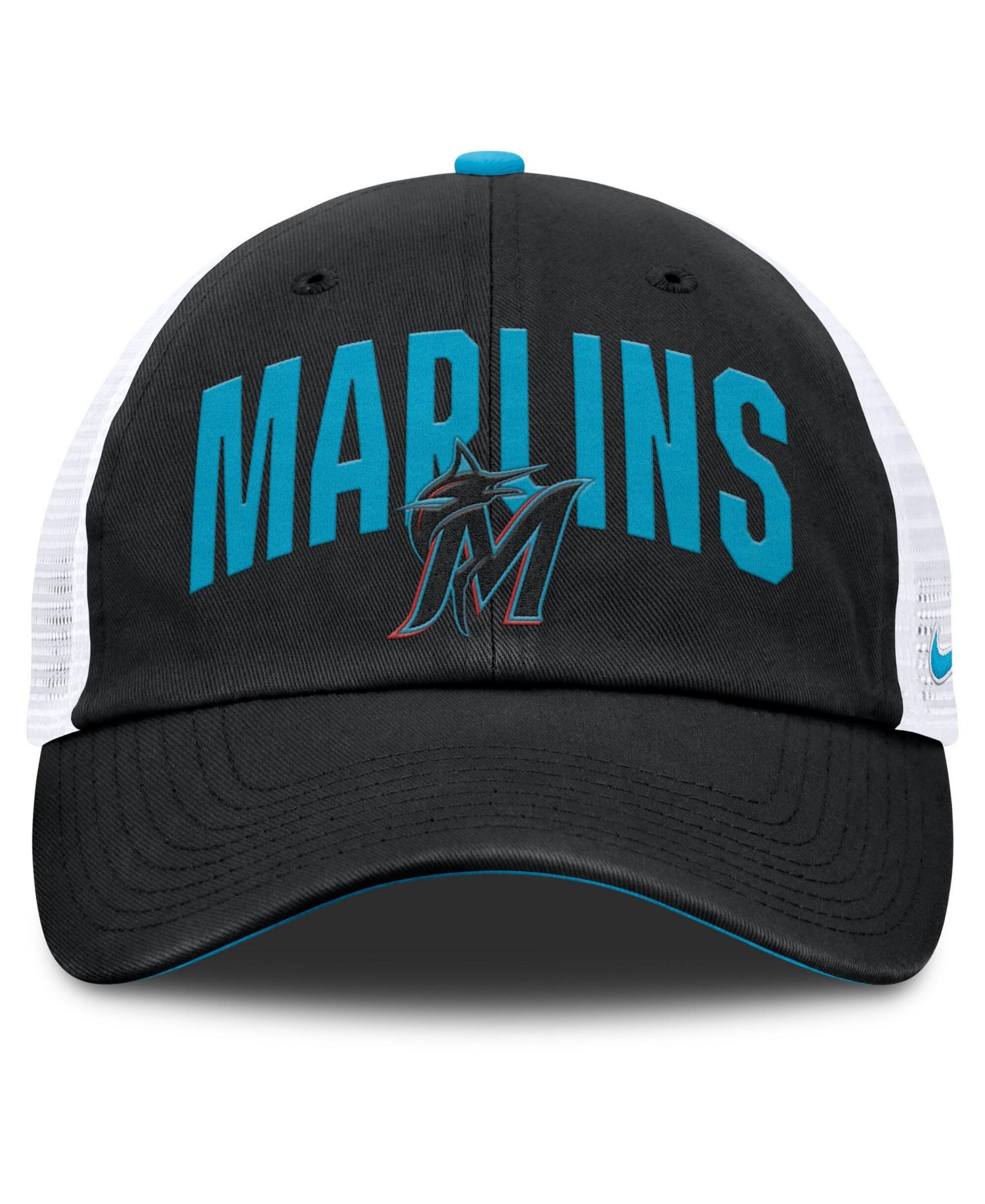 Men's Black Miami Marlins Primetime Club Adjustable Trucker Hat