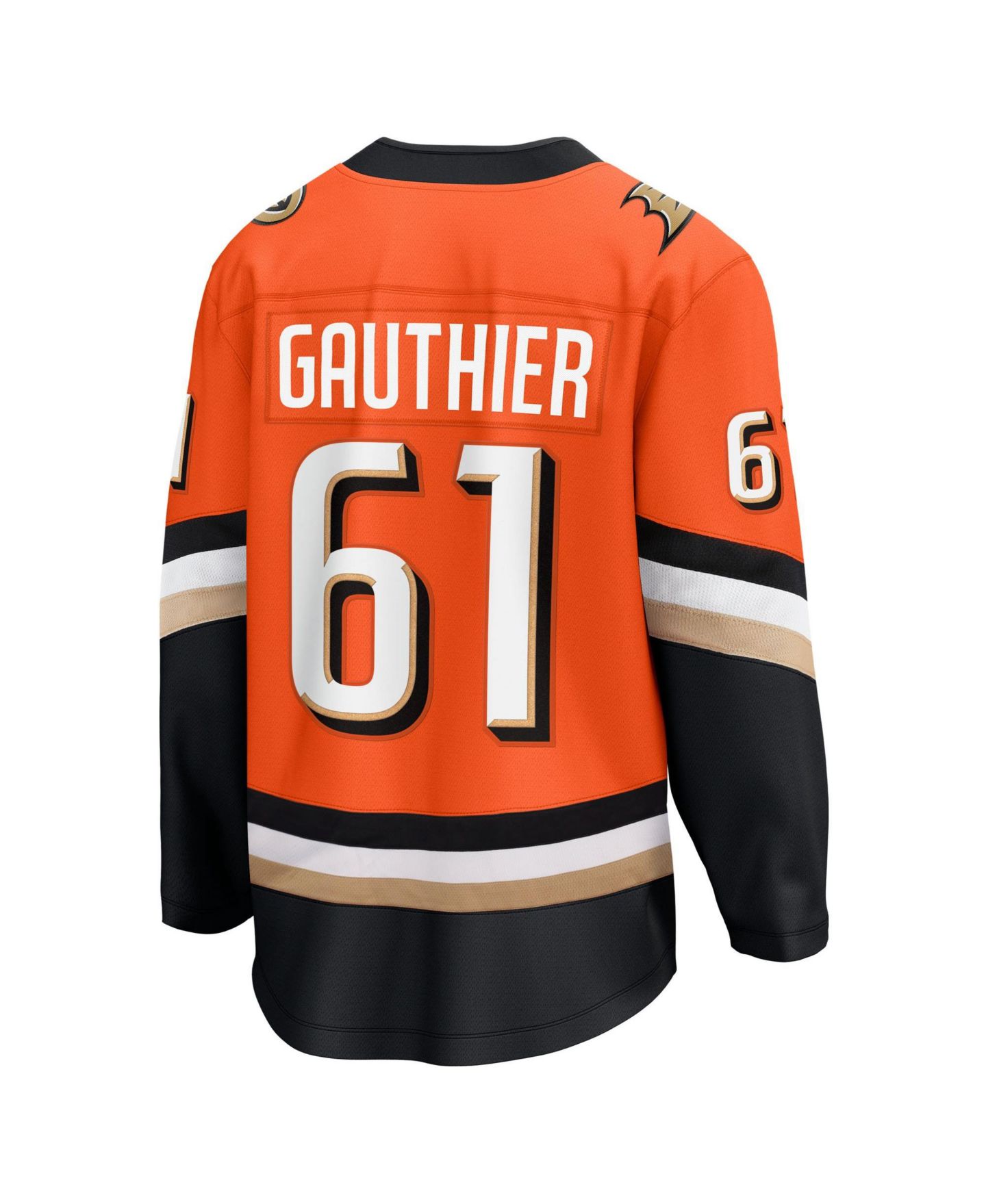 Мужской топ Fanatics Cutter Gauthier Orange Anaheim Ducks Home Breakaway Jersey — фото 3