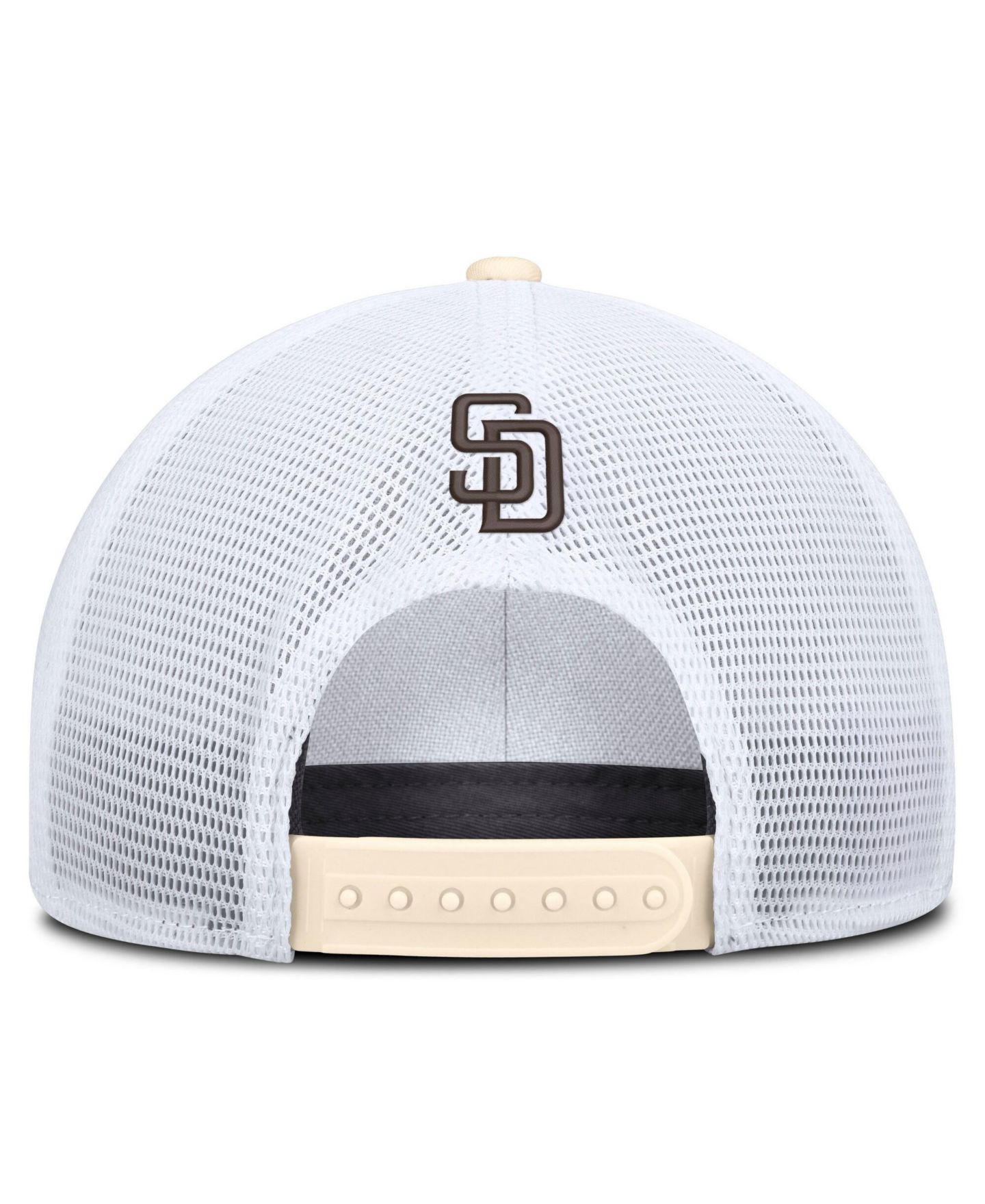 Мужская кепка Nike Natural/White San Diego Padres Rise Dri-FIT Trucker Adjustable Hat — фото 4