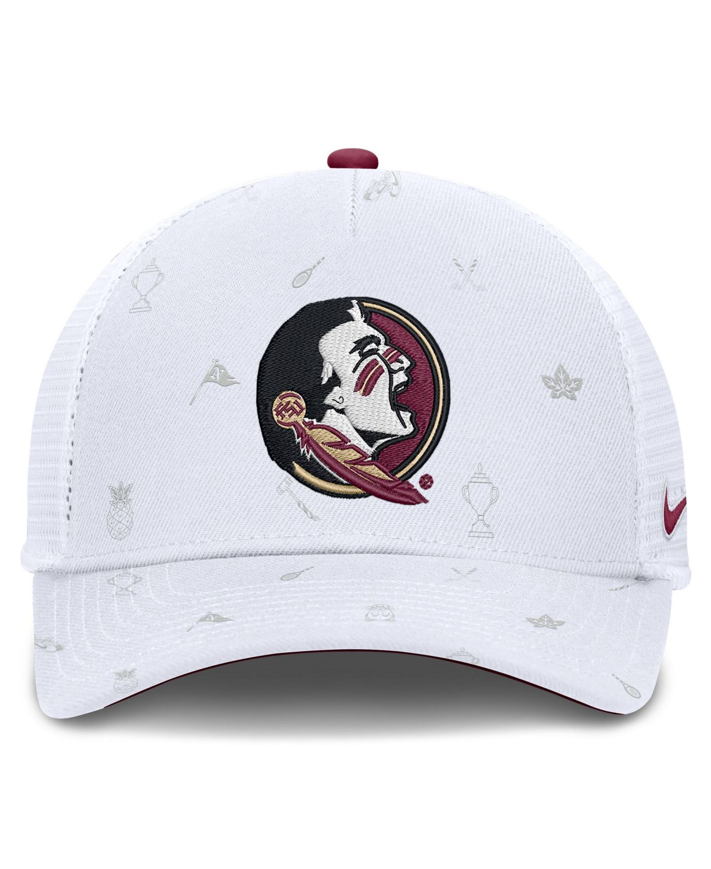 Кепка Nike White Florida State Seminoles Country Club Golfin' Rise Trucker Adjustable Hat — фото 2