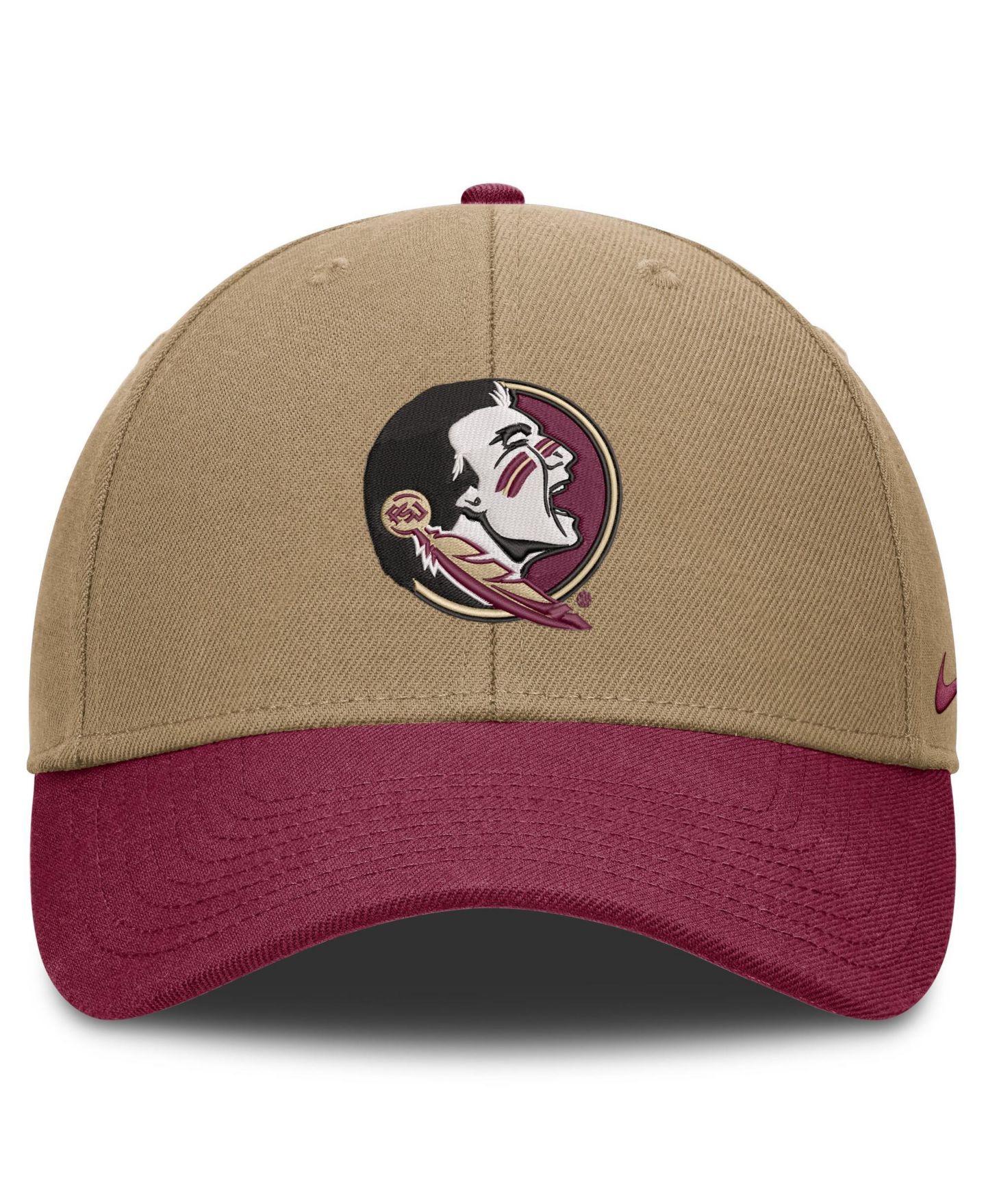 Кепка Nike Beige/Garnet Florida State Seminoles Primetime Rise Dri-FIT Adjustable Hat — фото 2