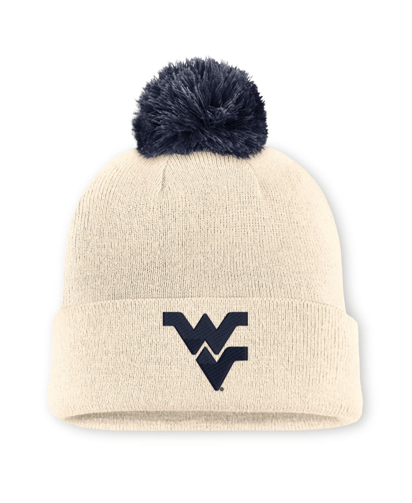 Шапка Nike Natural West Virginia Mountaineers Campus Prep Script Cuffed Knit Hat with Pom — фото 1