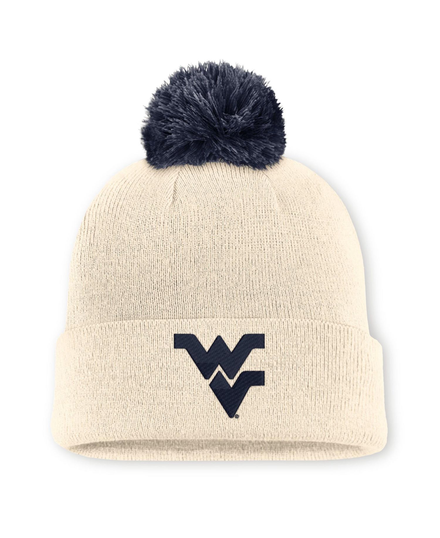 Men's and Women's Natural West Virginia Mountaineers Campus Prep Script Cuffed Knit Hat with Pom