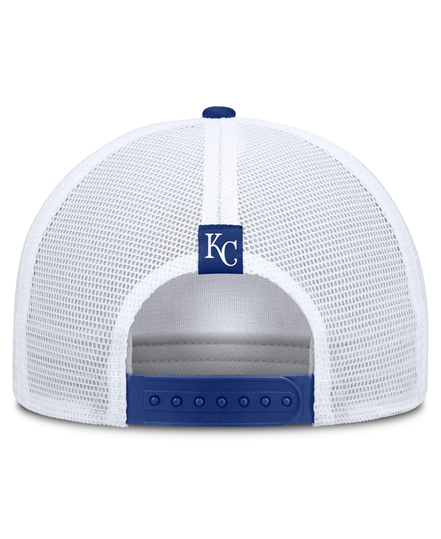 Мужская кепка Nike Khaki/Royal Kansas City Royals Rise A-Frame Trucker Adjustable Hat — фото 4