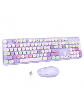 Retro Typewriter Wireless Keyboard Mouse Combo Multicolor Mirror Floating Keys