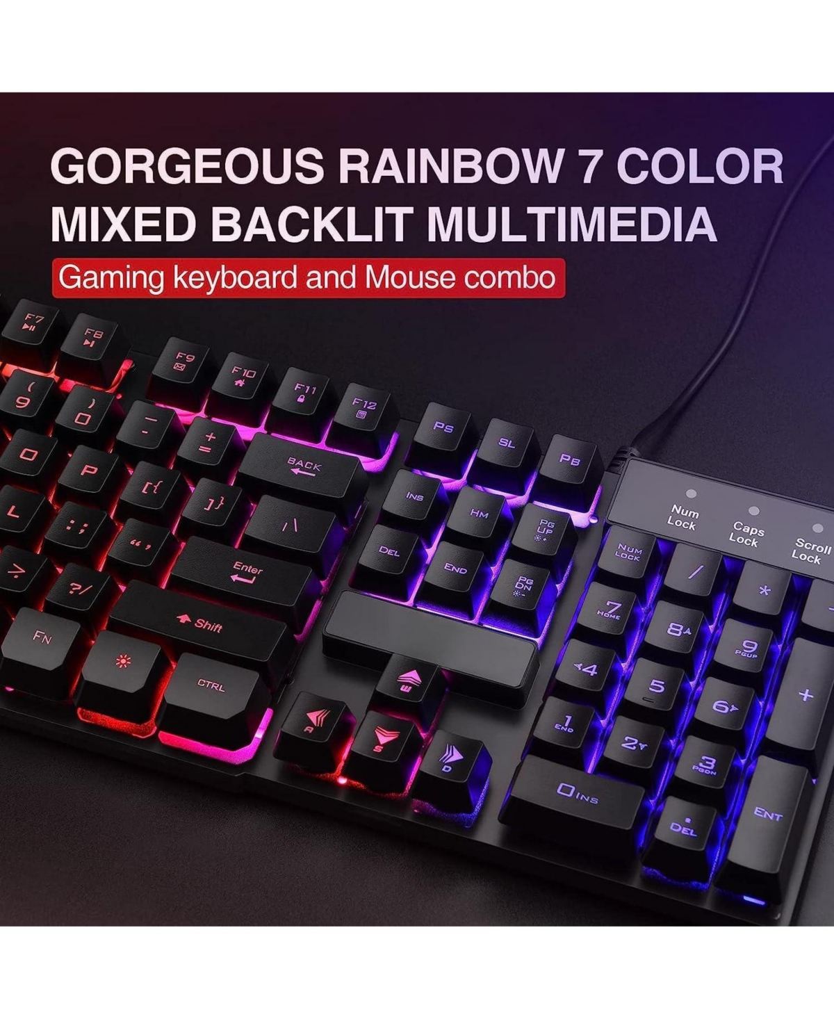Lofree Wired Mechanical-Feel Led Backlit Keyboard and Mouse Combo for Windows PCs