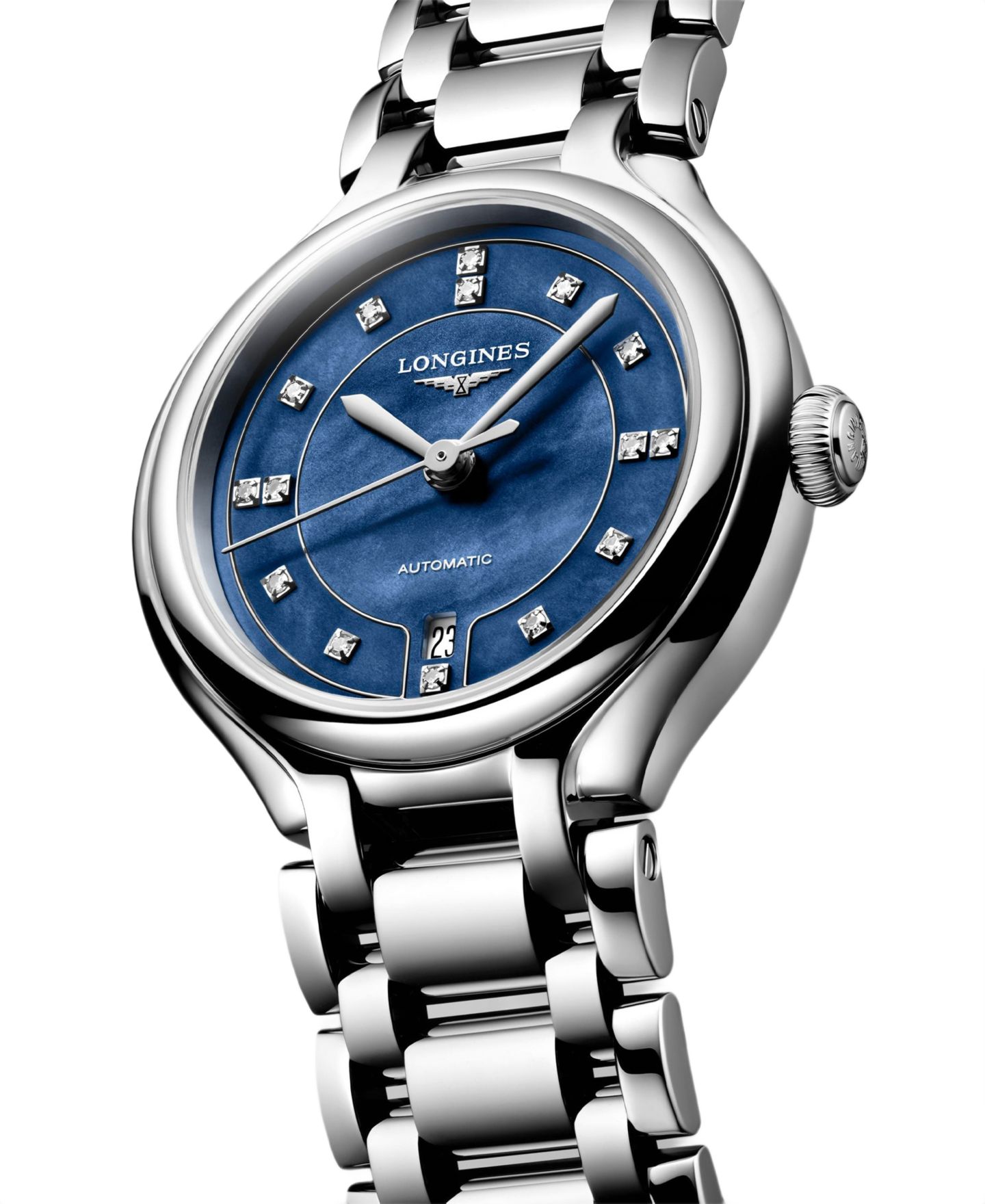Женские часы Longines PrimaLuna со стальным ремешком серебристого цвета, 30 мм — фото 2