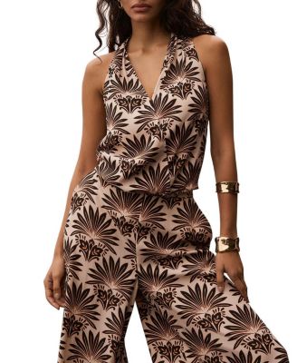 Women's Sunset Palm Halter V-Neck Wrap Top