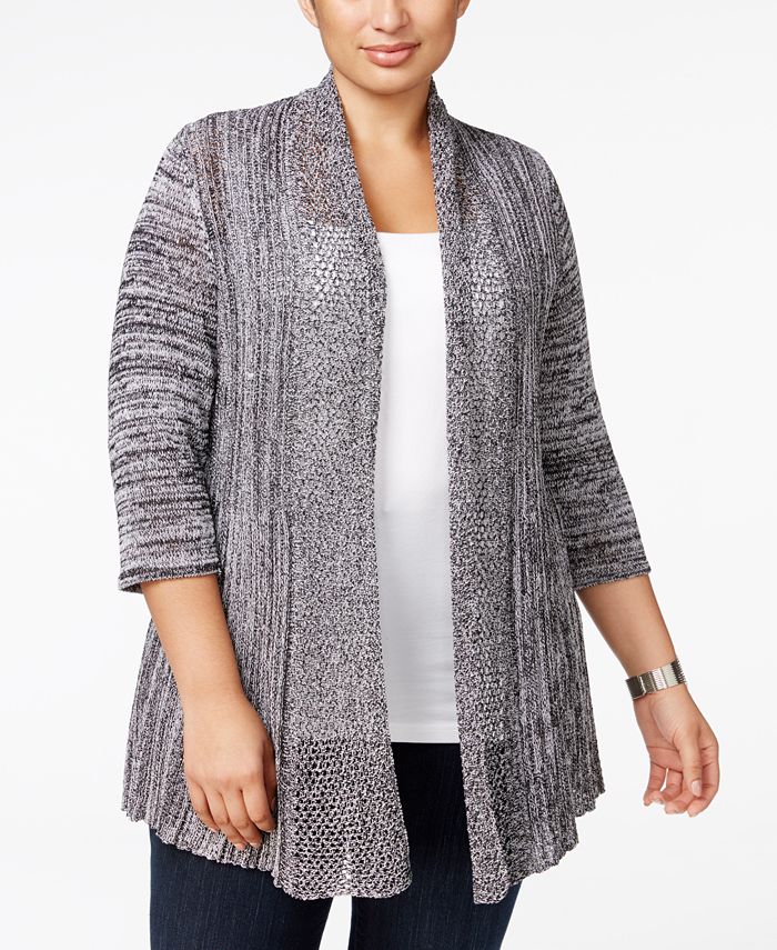 Belldini Plus Size Lightweight Marled Cardigan & Reviews - Sweaters ...