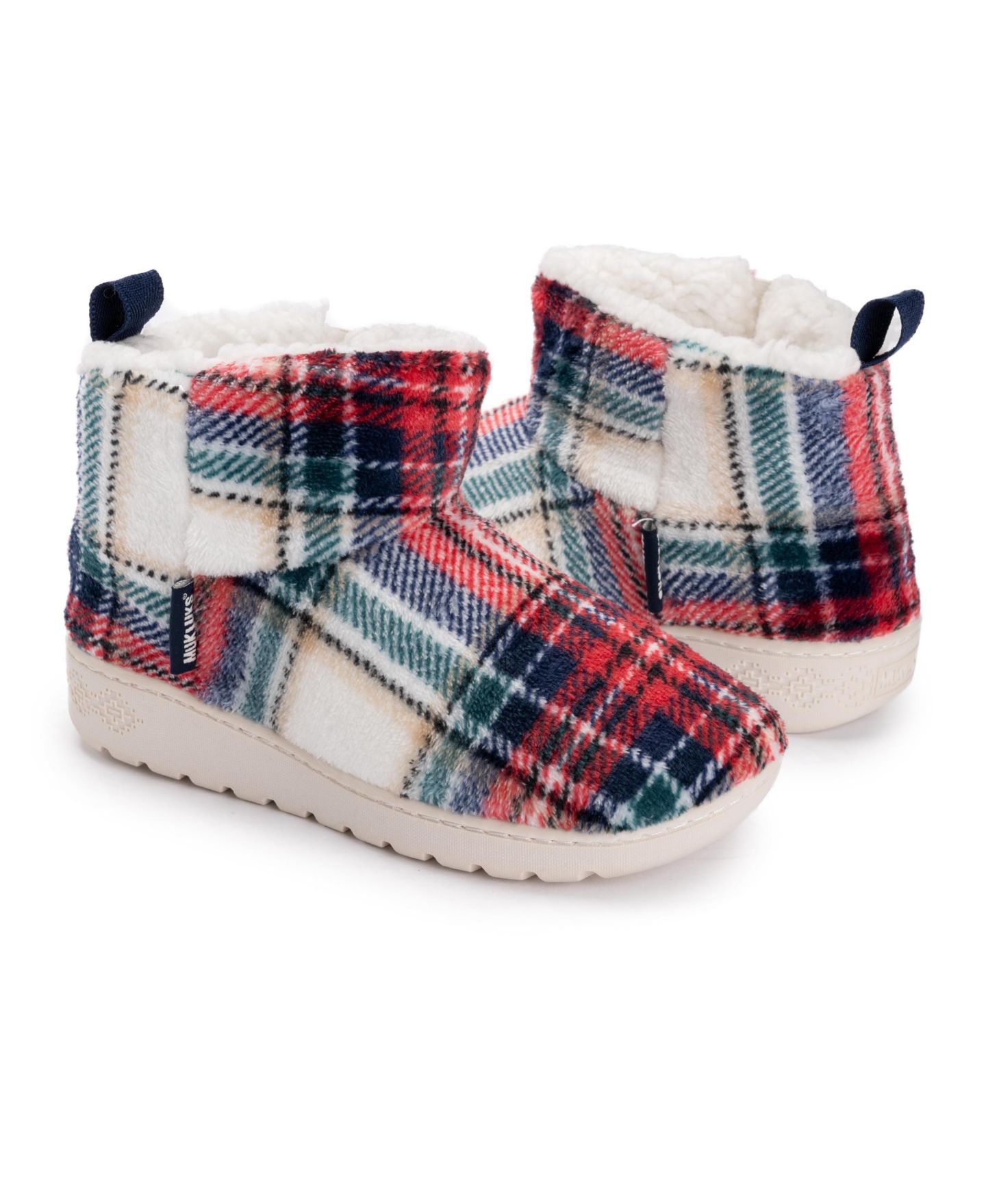 Женские тапочки MUK LUKS Avery Ann Bootie Contour Slippers, цвет: Слоновая кость клетчатый — фото 9