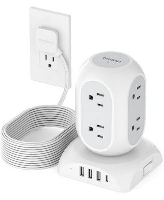 Power Strip with USB Charging with 10 Feet, 1 USB C, 8 outlets for Home, Office and Travel