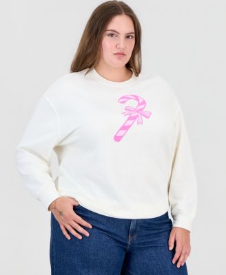 Plus Size Holiday Candy Cane Graphic Pullover