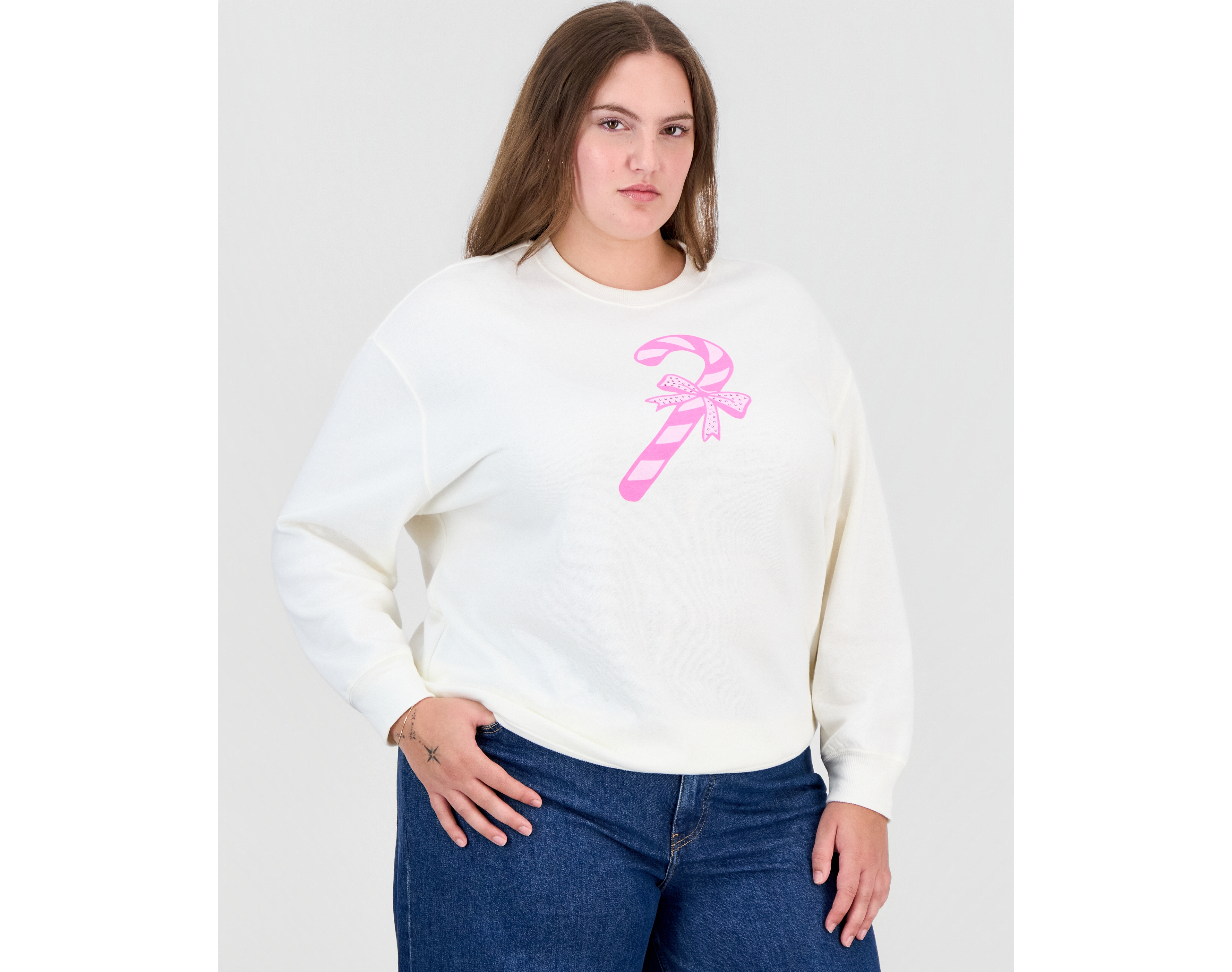 Rebellious One Plus Holiday Candy Cane Graphic Pullover