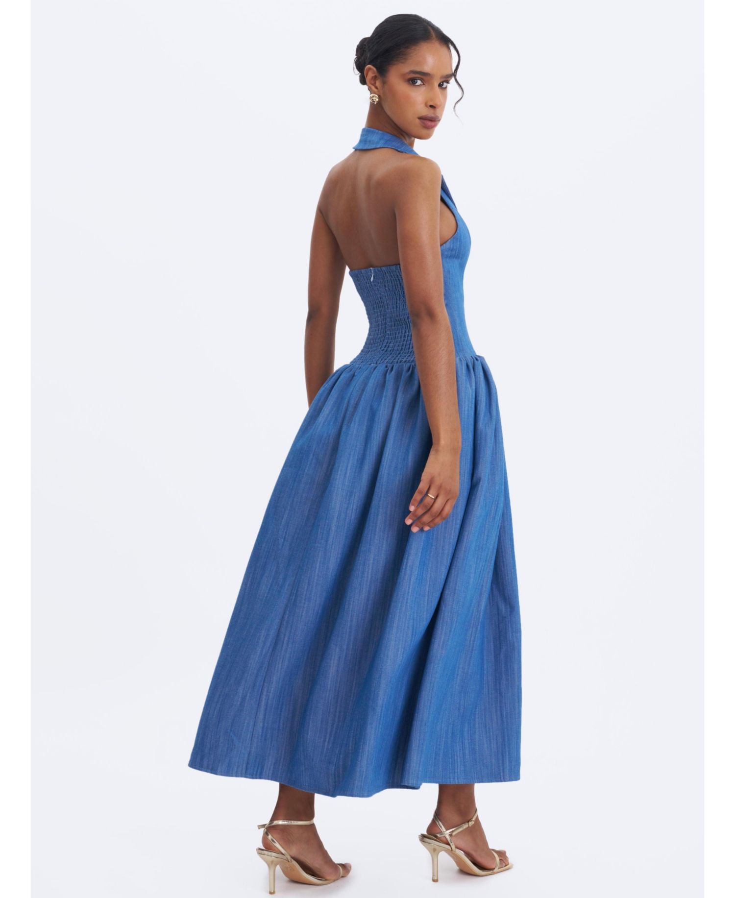 Women's Xyan Halter A-Line Sleeveless Denim Dress