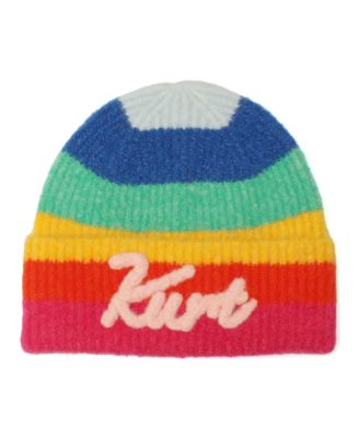 Colorblock Rainbow Cuff Knit Hat