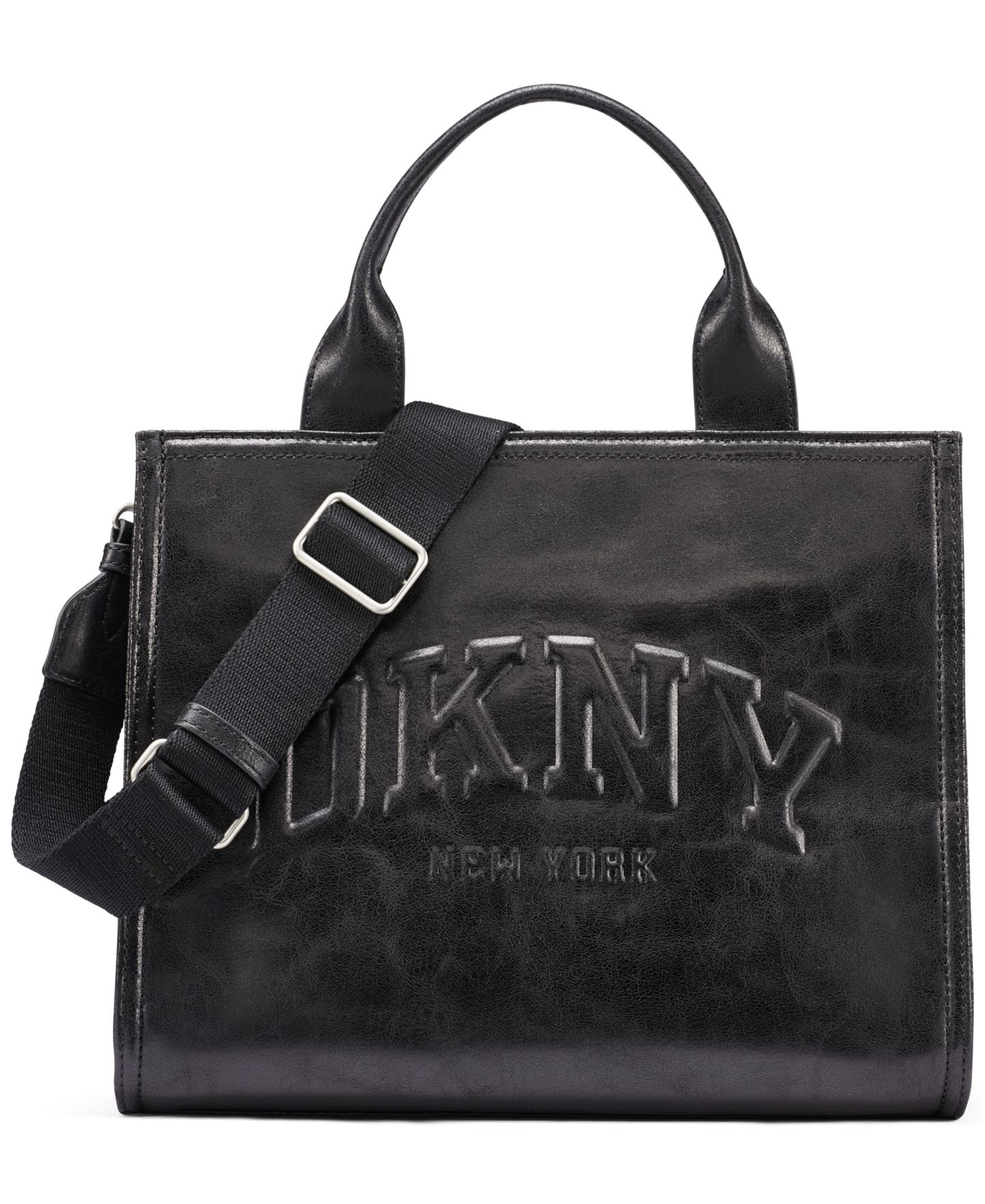 Женская сумка DKNY Hadlee Medium Zipper Tote Handbag, цвет: Чёрный / Серебряный — фото 1