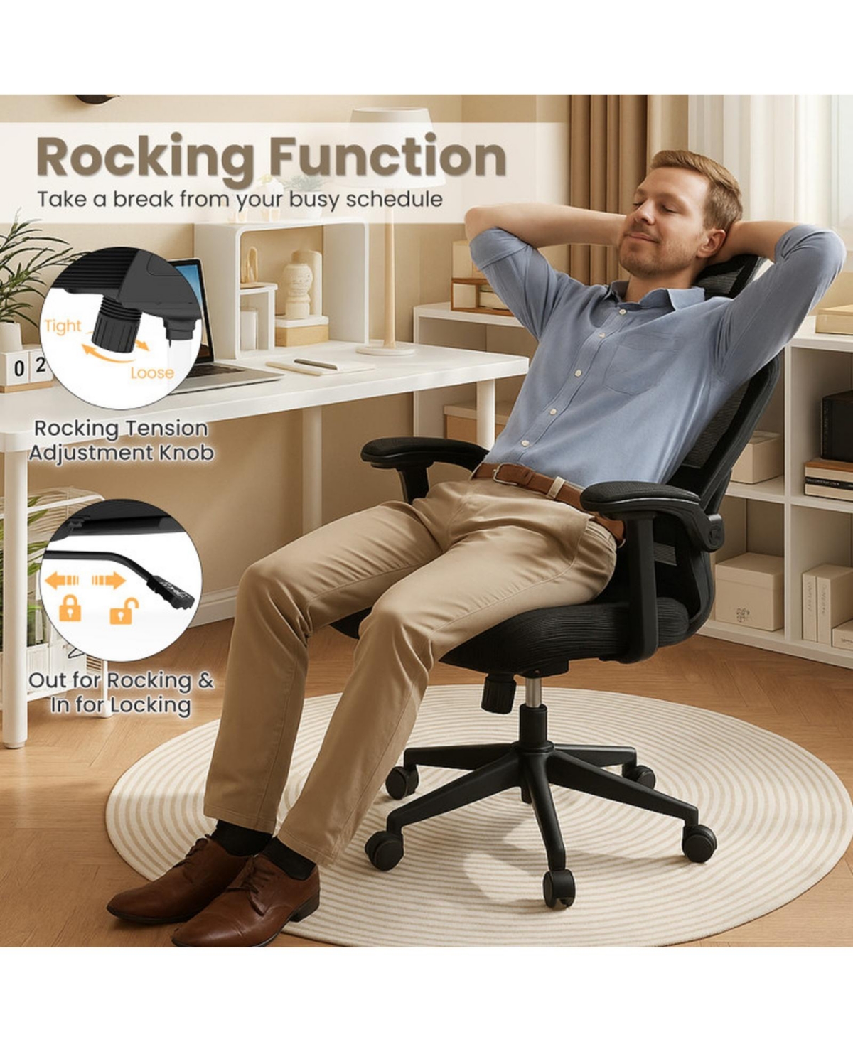 Sugift Ergonomic Mesh Office Chair with Adjustable Lumbar Support