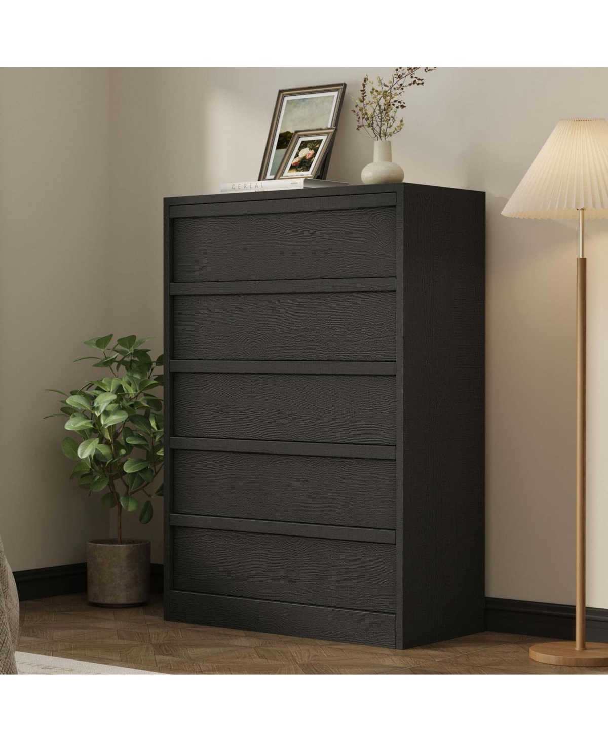 gaomon 5 Drawer Dresser for Bedroom, 43.3" Tall Wooden Storage Chest with Deep Drawers for Closet, Living Room