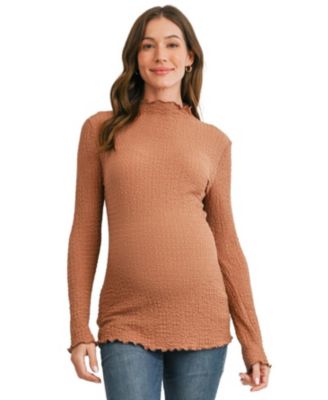 Maternity Textured Mock Neck Long-Sleeve Top